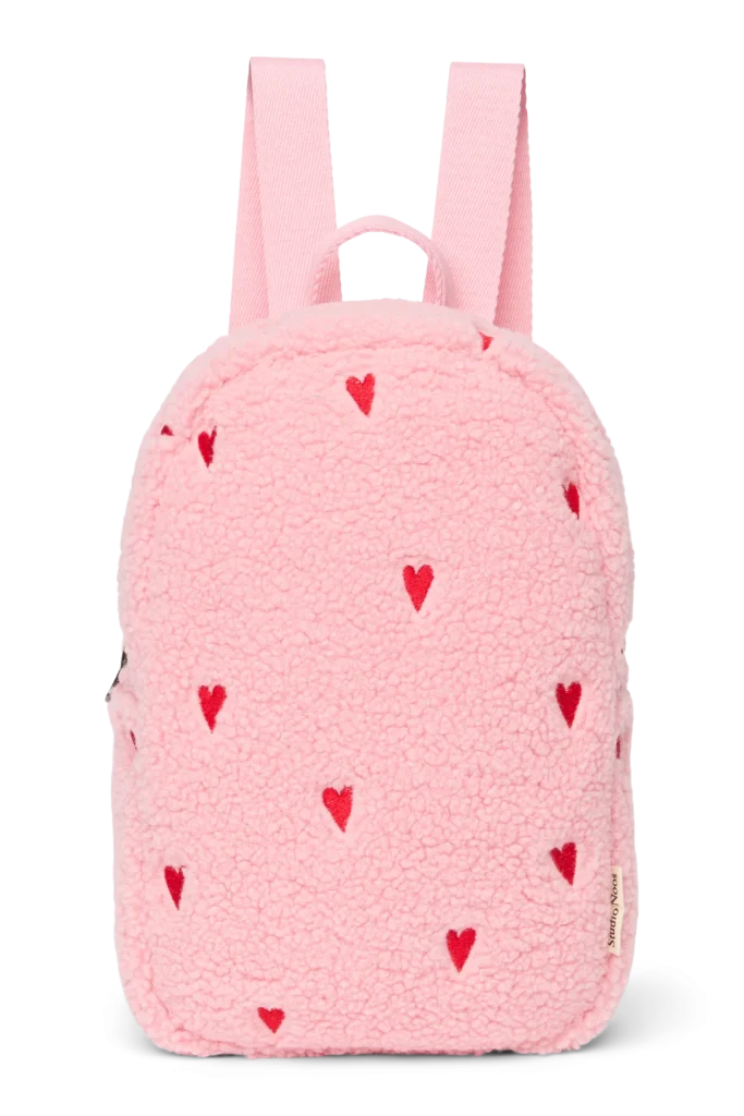 Teddy Mini Backpack | Light Pink Hearts