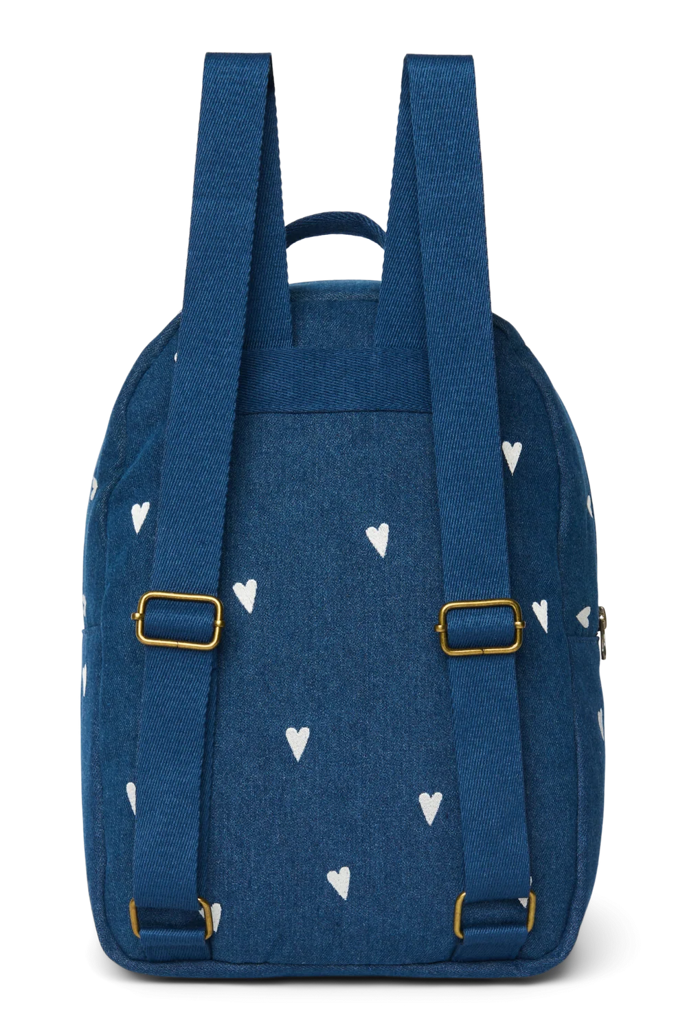 Denim Midi Backpack | Dark Blue White Hearts