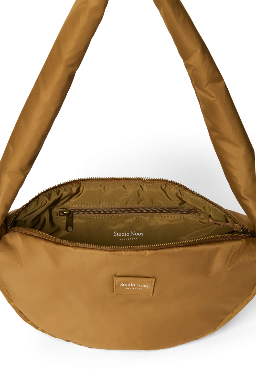 Technical Puffy Mini Cross Body Bag | Brown