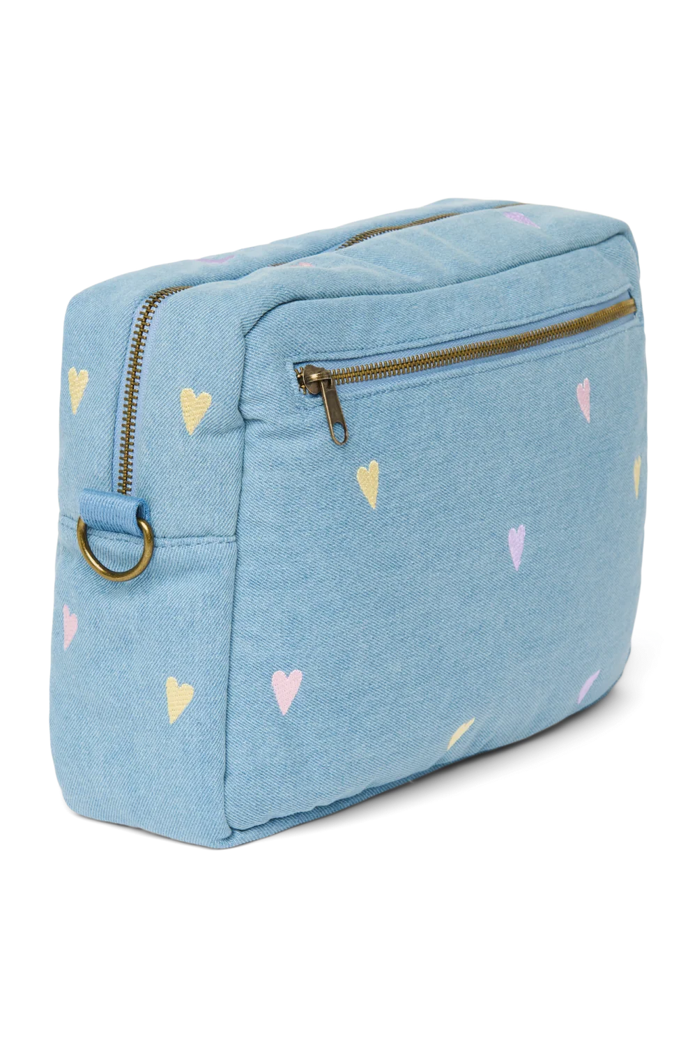 Denim Stroller Organizer | Light Blue Hearts
