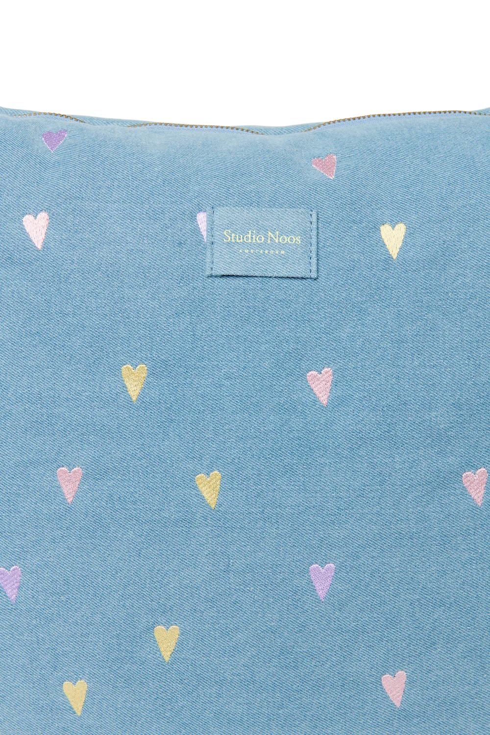 Denim Diaper Bag | Light Blue Hearts