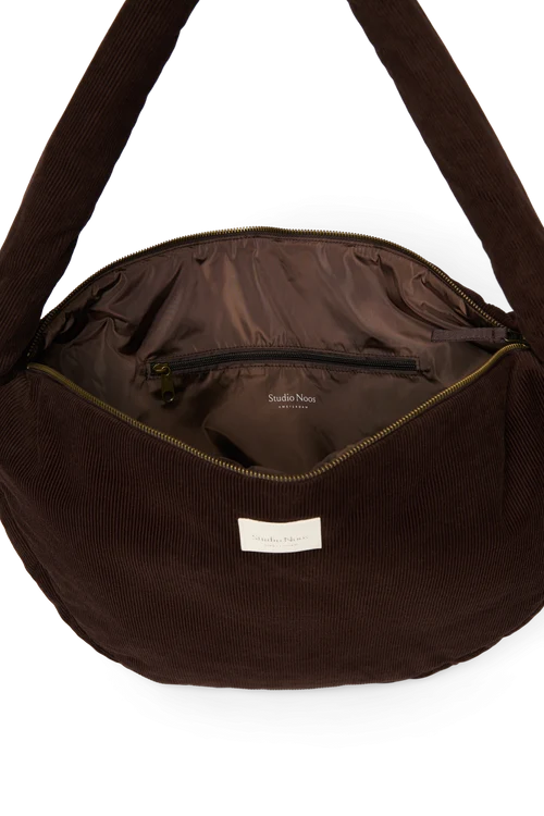 Rib Puffy Cross Body Bag | Dark Brown