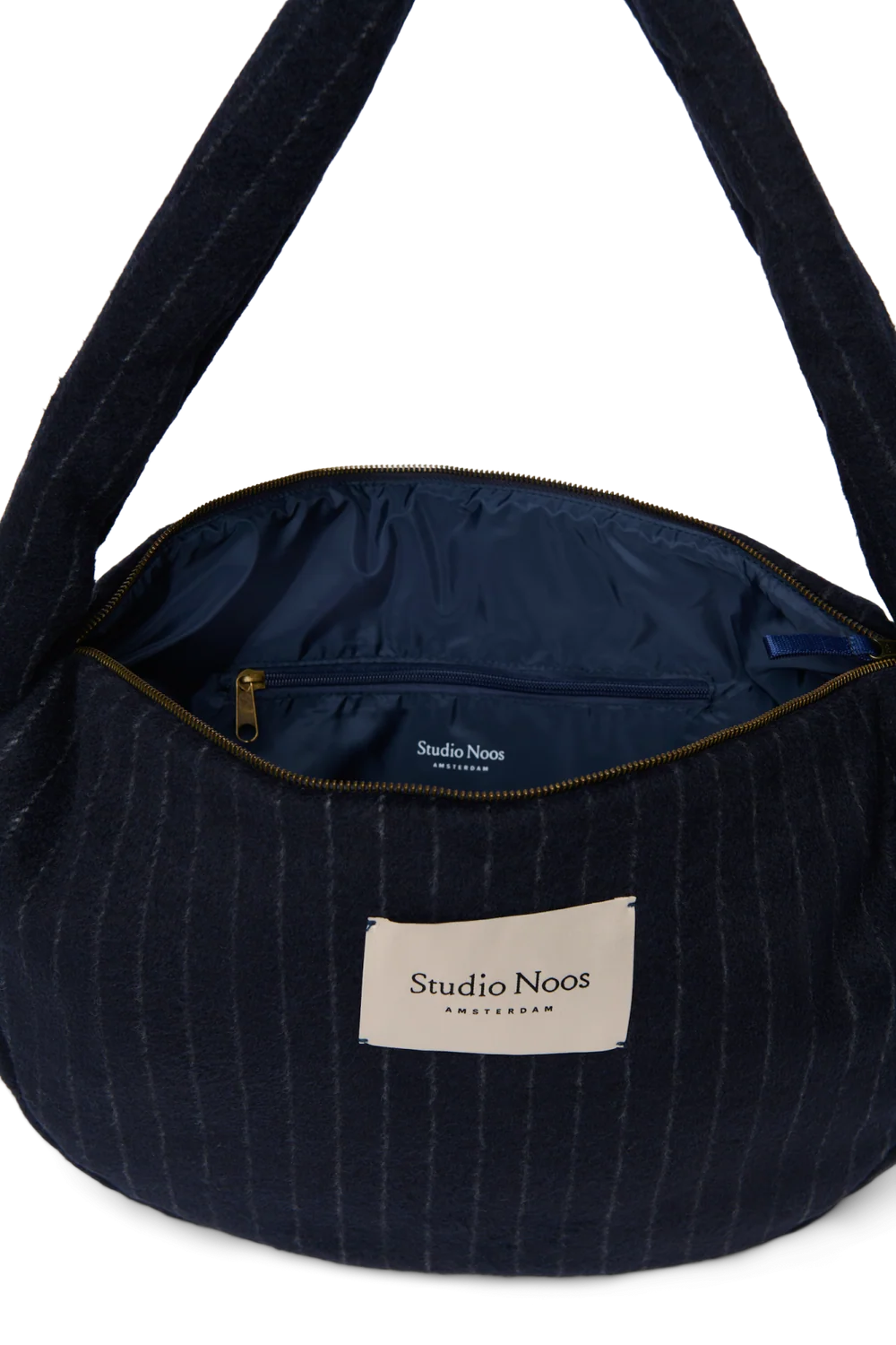 Flannel Chalkstripe Cross Body Bag | Dark Blue