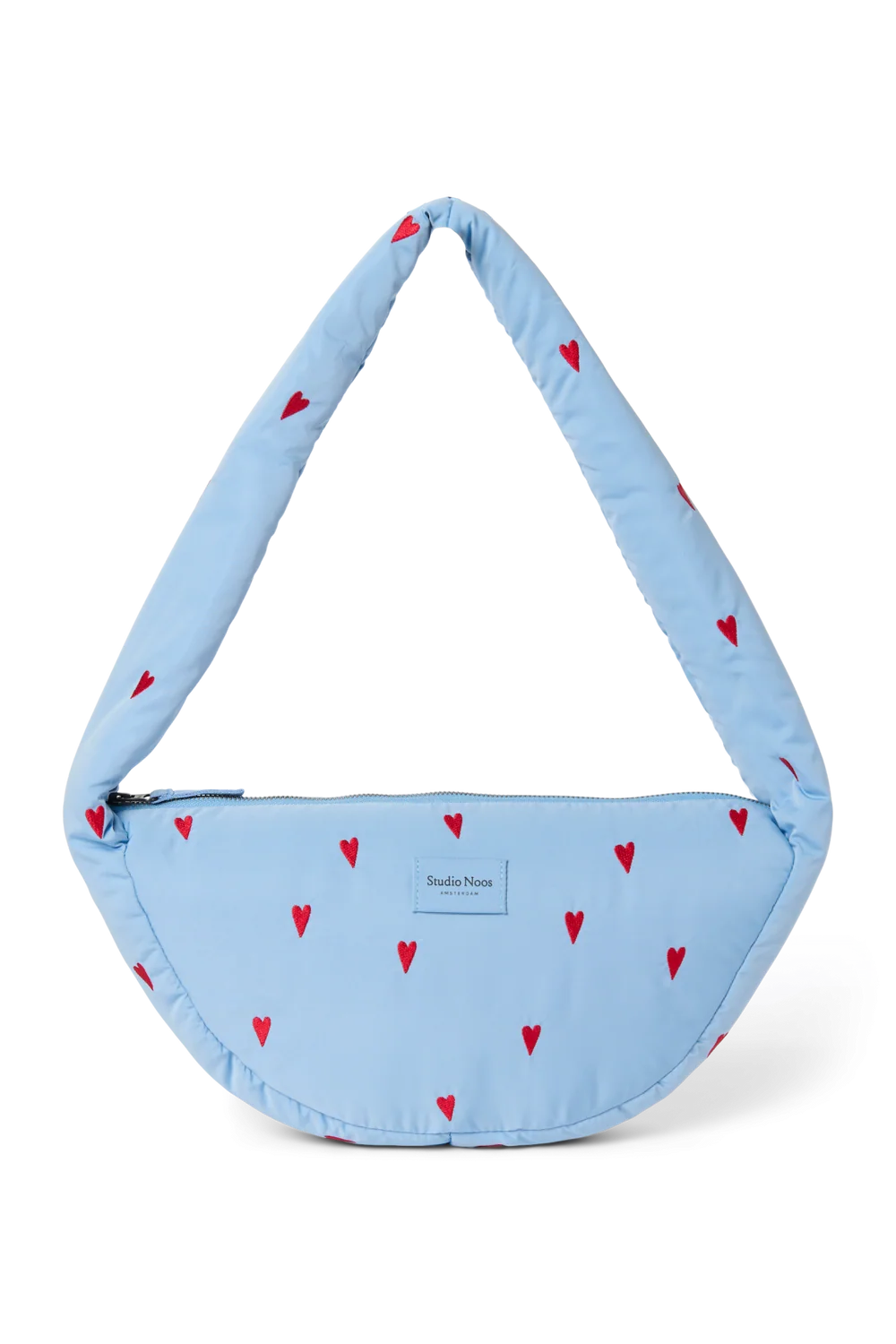 Puffy Mini Cross Body Bag | Light Blue Hearts
