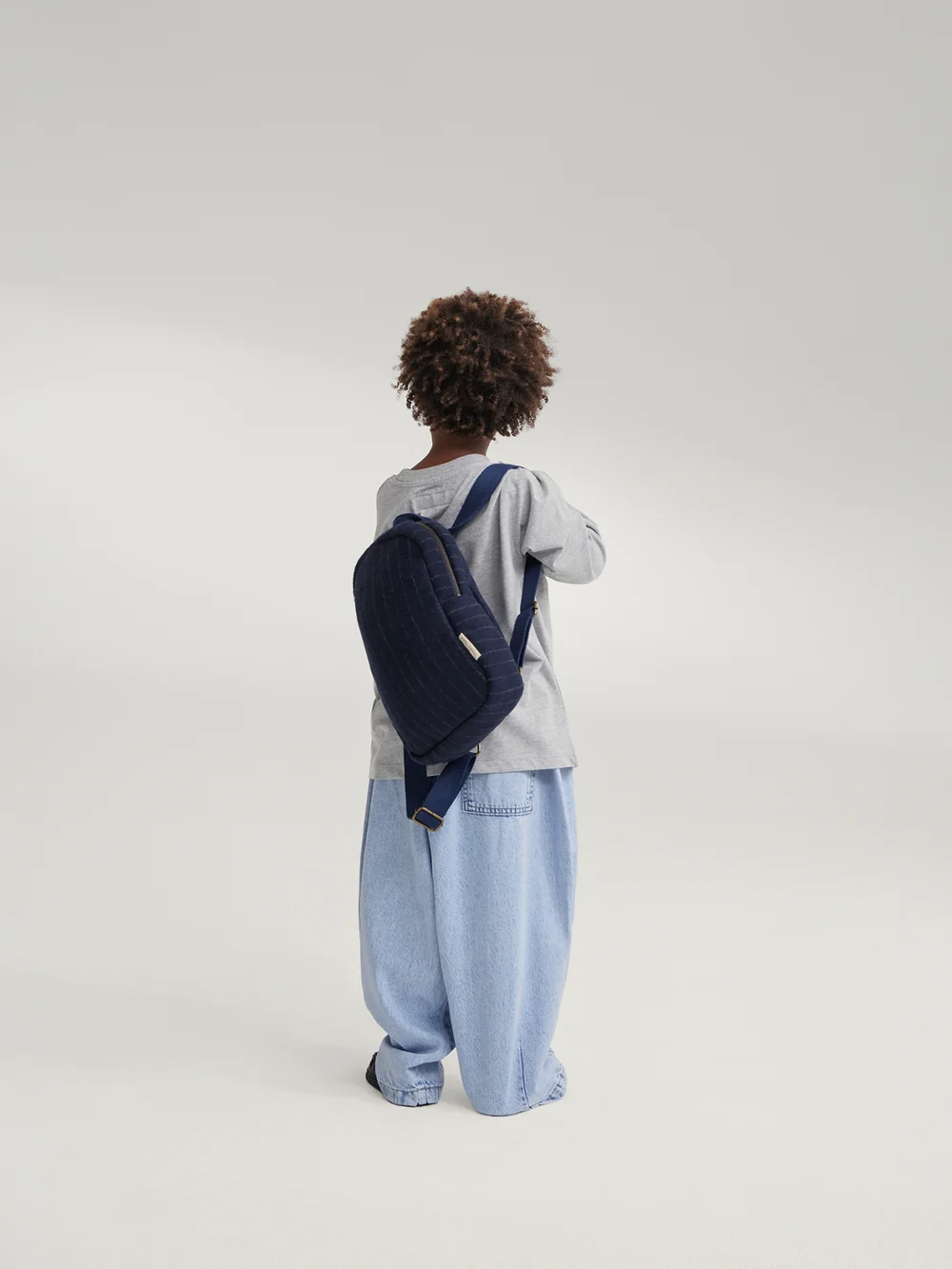 Flannel Chalkstripe Mini Backpack | Dark Blue