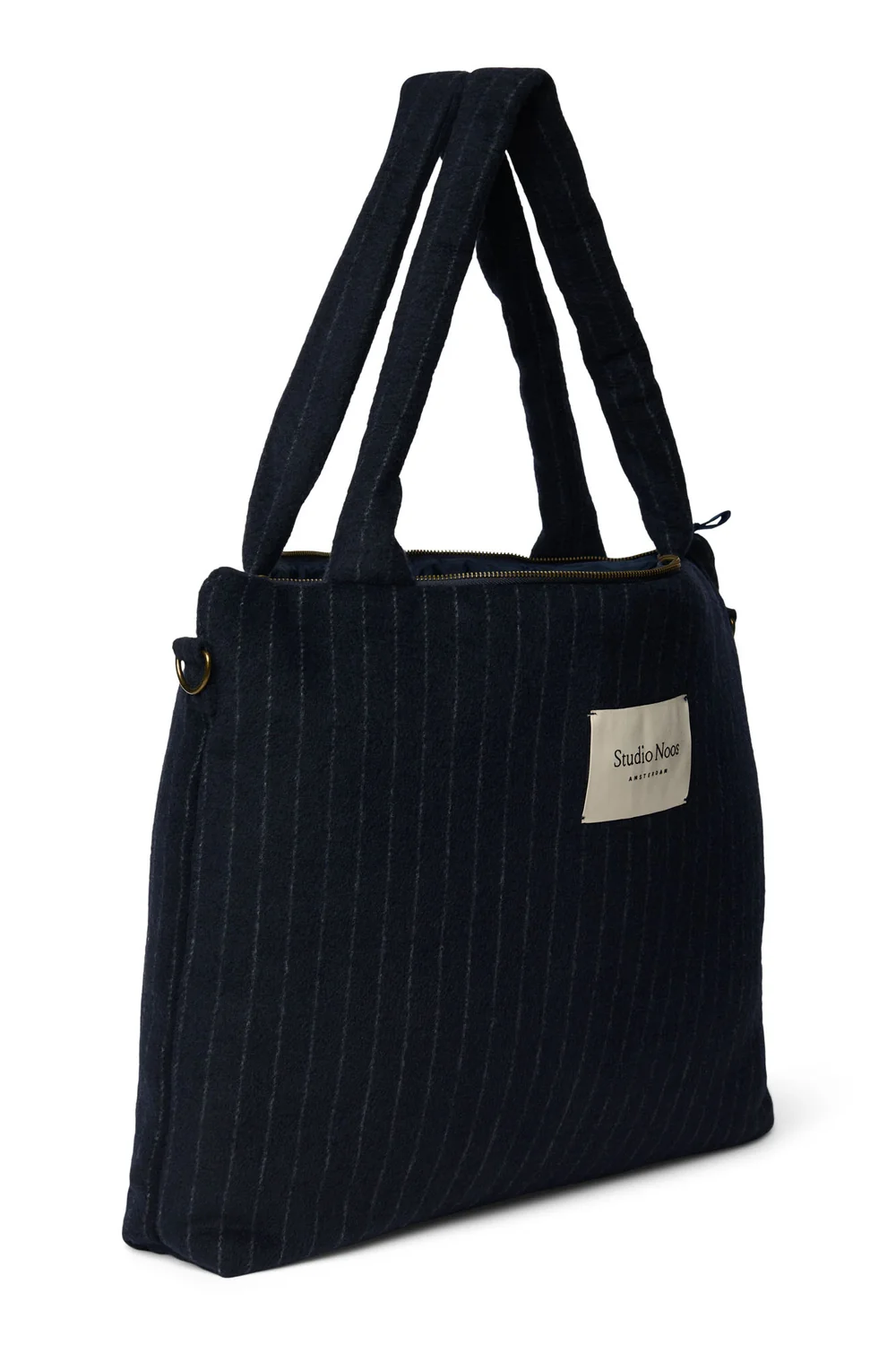 Flannel Chalkstripe Diaper Bag | Dark Blue
