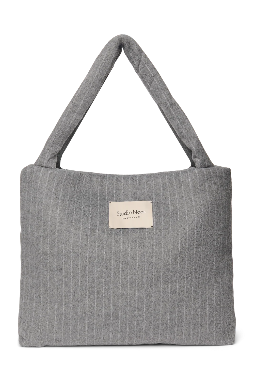 Flannel Chalkstripe Mom Bag | Light Grey