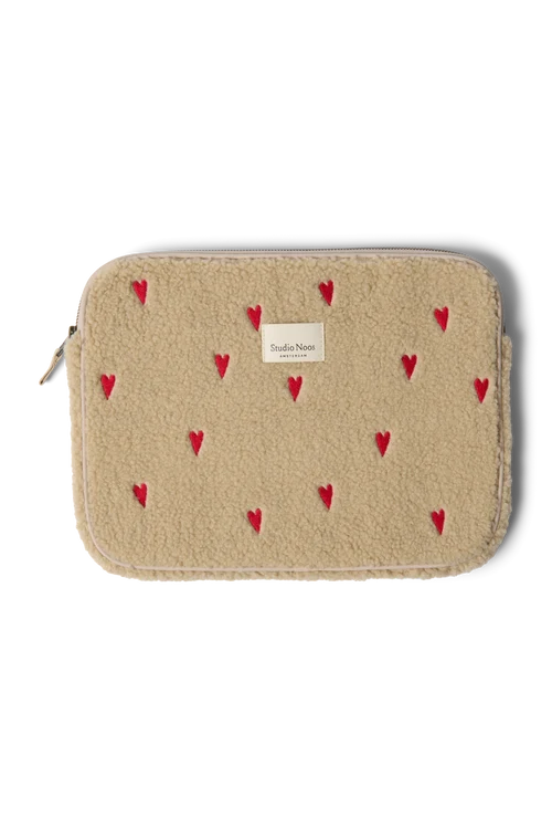 Teddy Laptop Sleeve 13 Inch | Ecru Hearts
