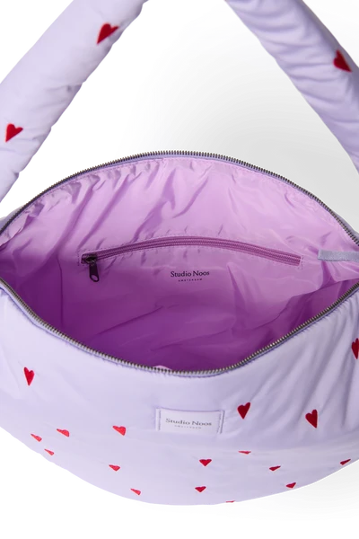 Puffy Cross Body Bag | Purple Hearts