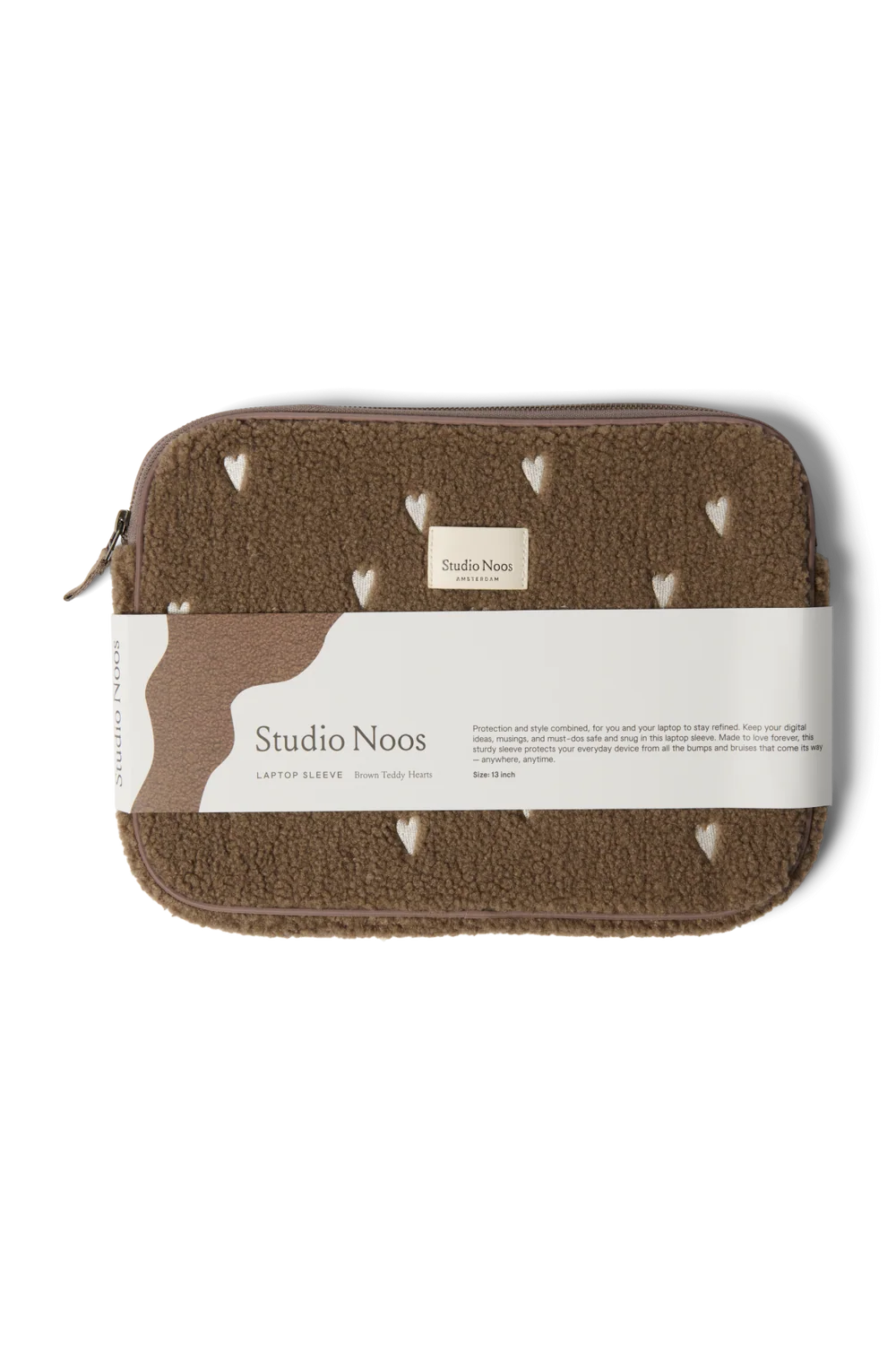 Teddy Laptop Sleeve 13 Inch | Brown Hearts