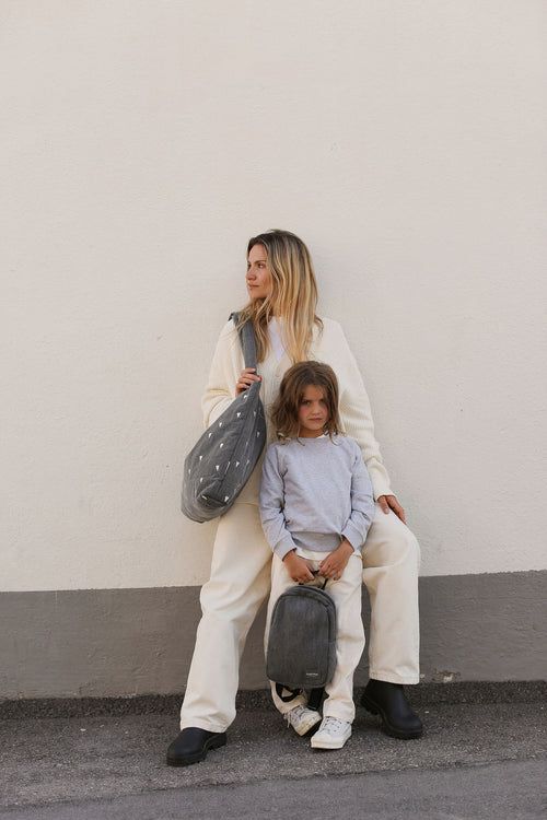 Denim Mini Backpack | Grey