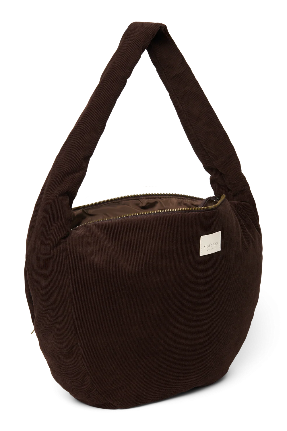 Rib Puffy Cross Body Bag | Dark Brown