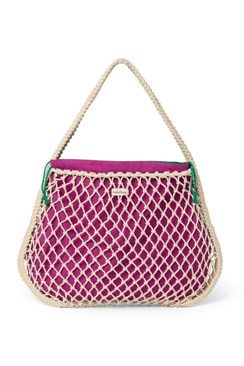 Purple-Green Reversible Insert | Natural Macram&eacute; Mom Bag with