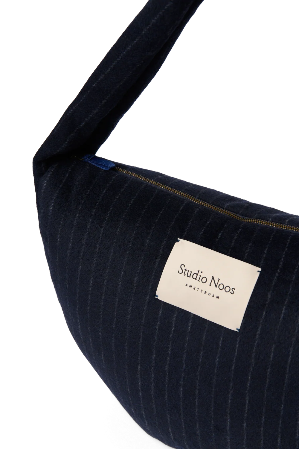 Flannel Chalkstripe Cross Body Bag | Dark Blue