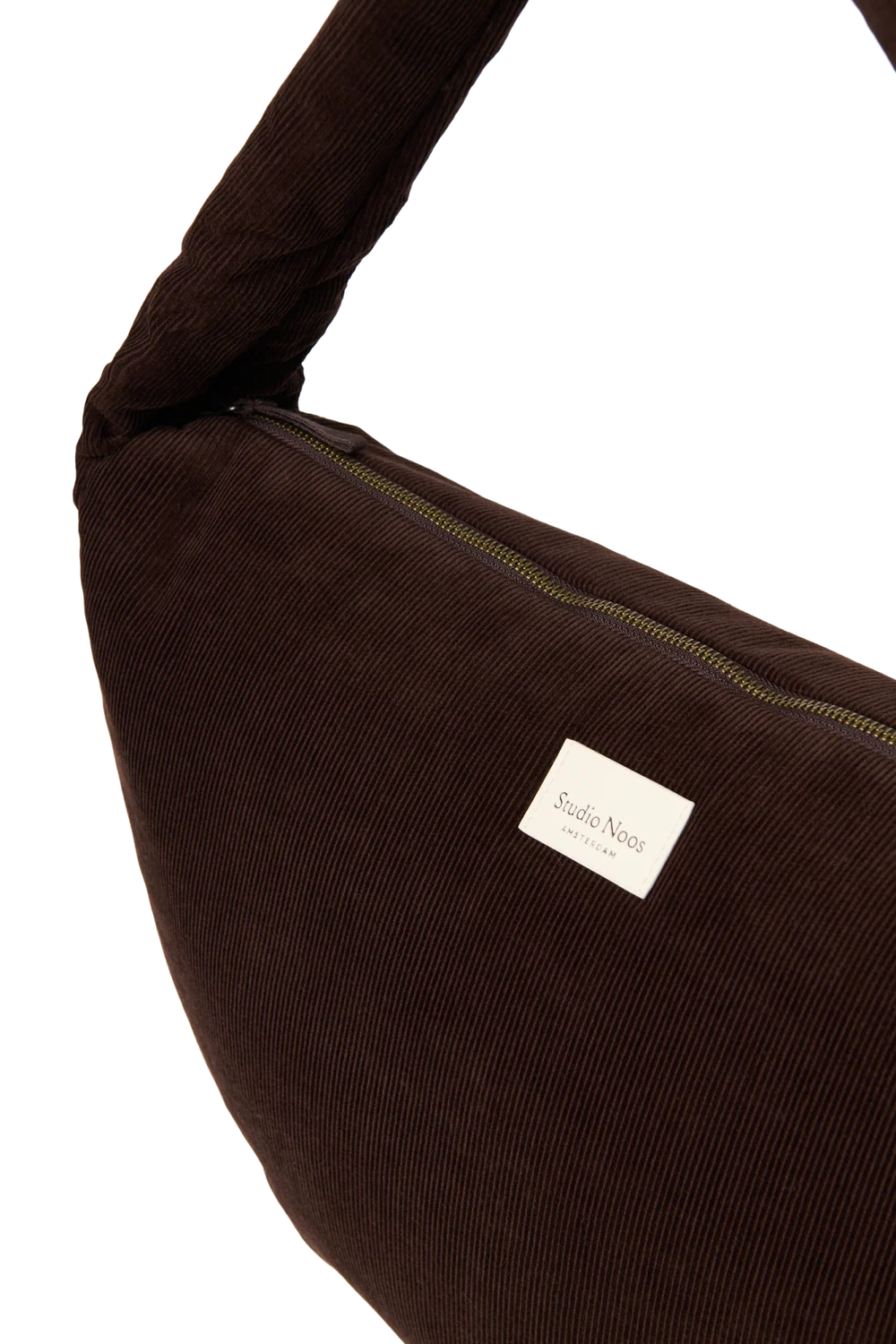 Rib Puffy Cross Body Bag | Dark Brown