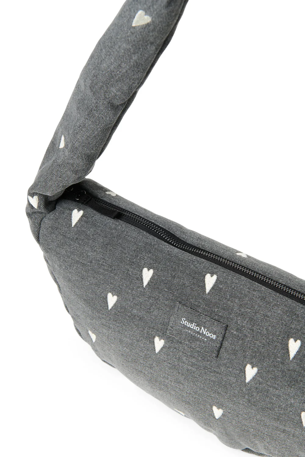 Denim Mini Cross Body Bag | Grey Hearts