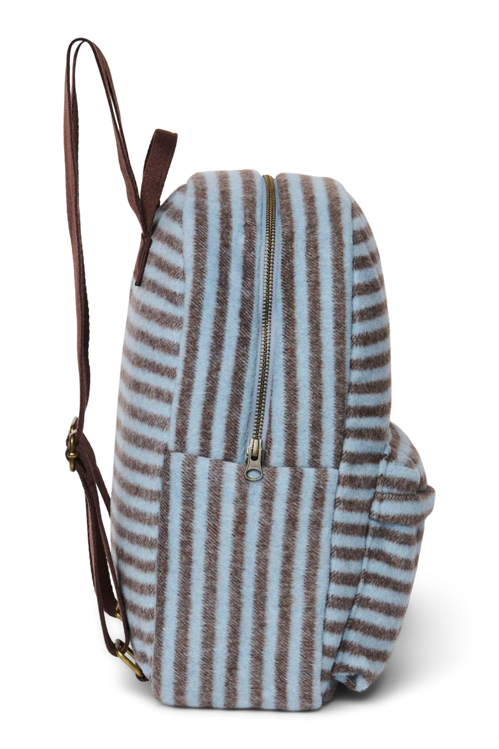 Stripy Wool Midi Backpack | Light Blue / Brown