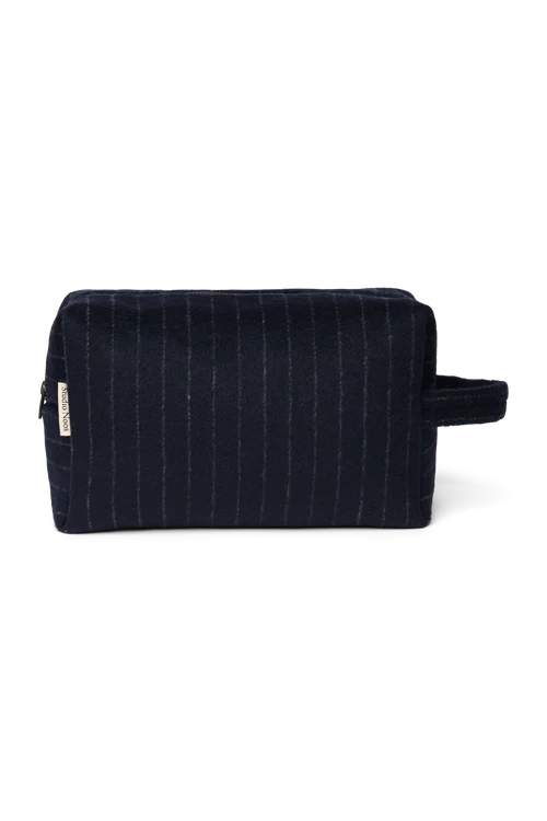 Flannel Chalkstripe Toiletry Bag | Dark Blue