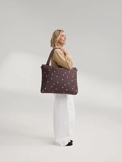 Puffy Diaper Bag | Brown Hearts