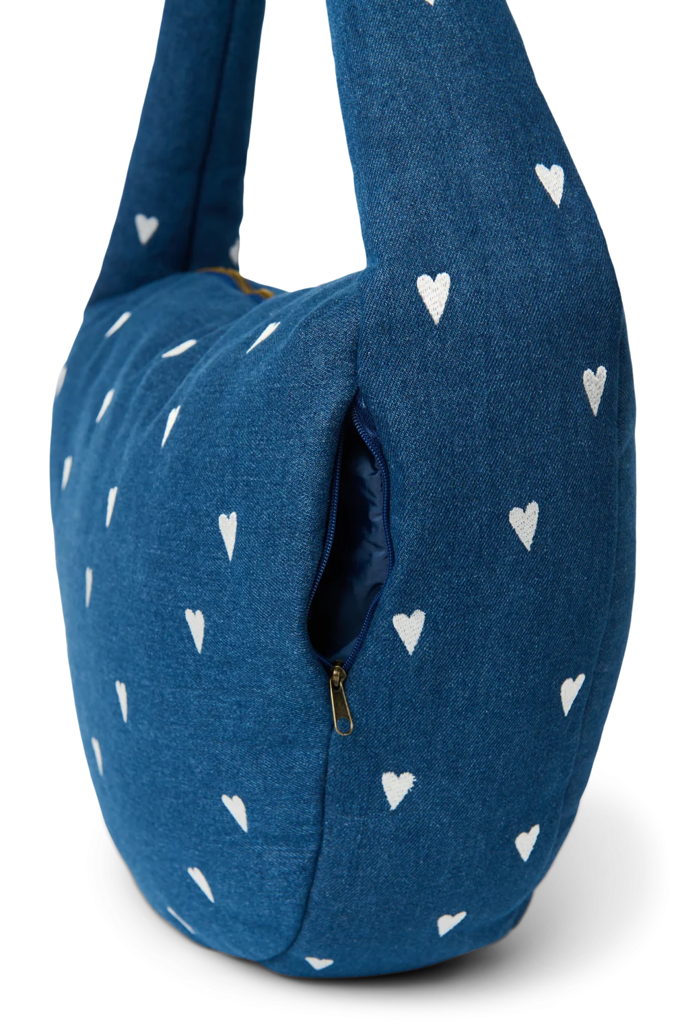 Denim Cross Body Bag | Dark Blue White Hearts