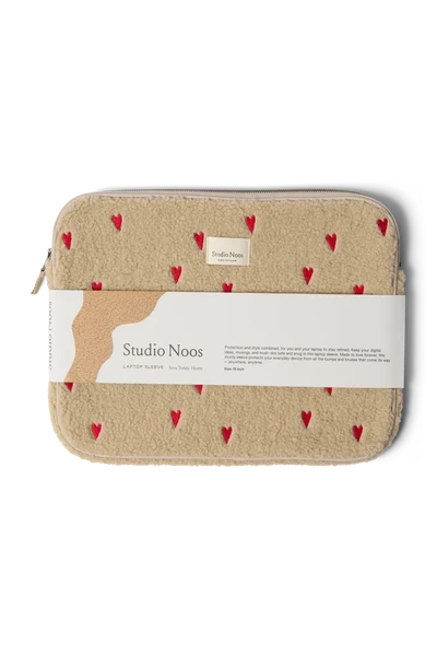 Teddy Laptop Sleeve 15 Inch | Ecru Hearts