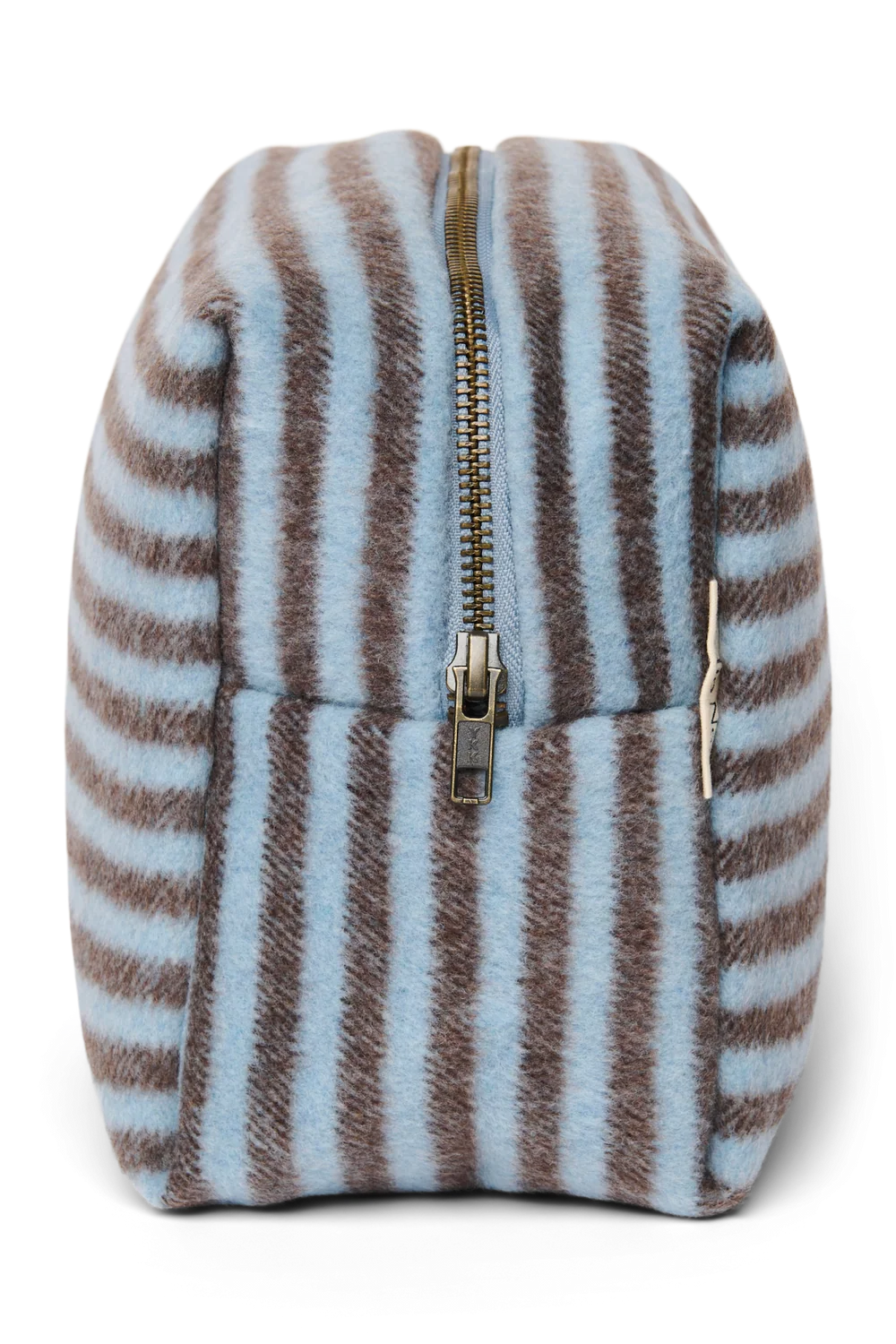 Stripy Wool Toiletry Bag | Light Blue / Brown