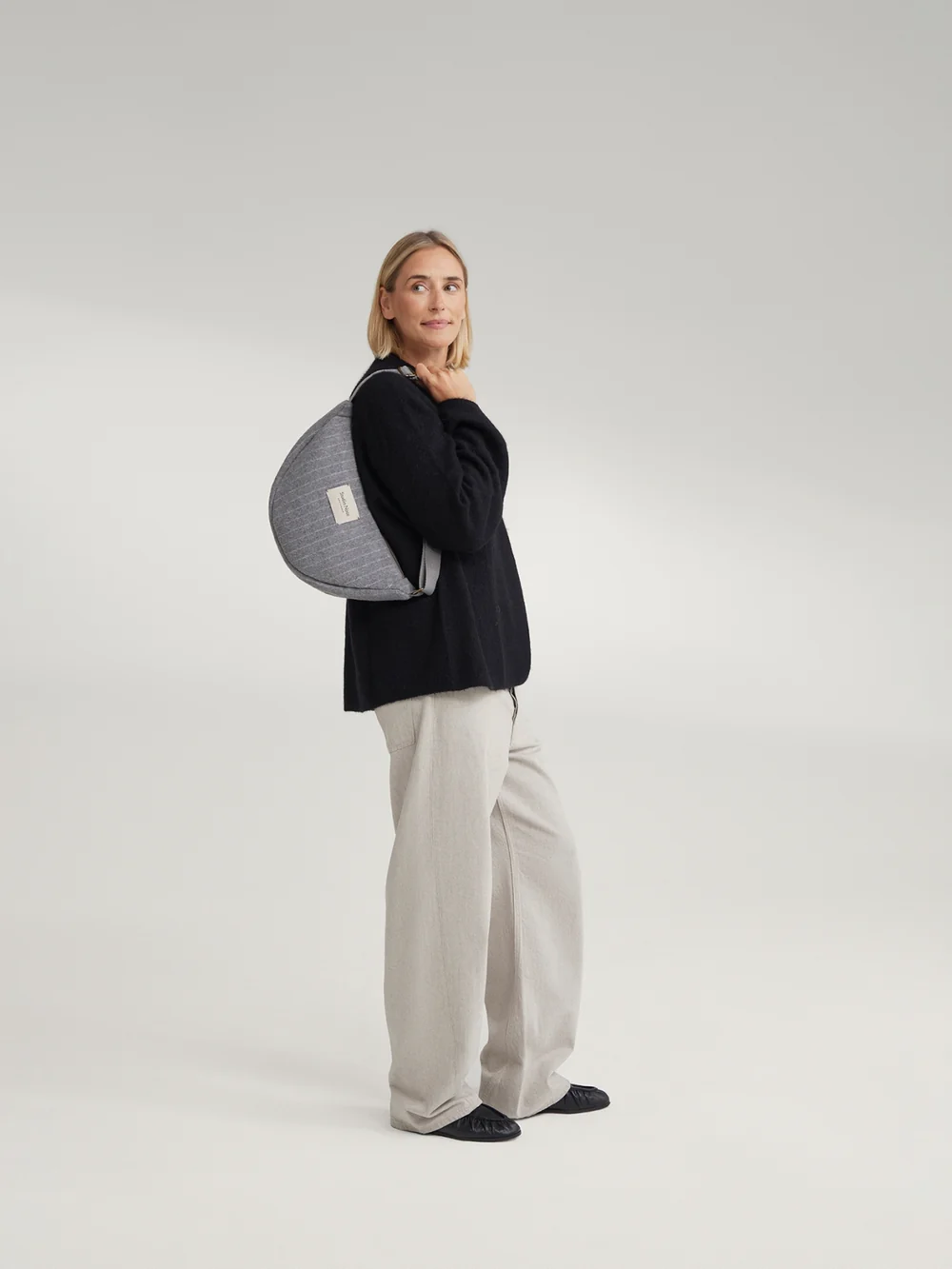 Flannel Chalkstripe Adult Fanny Pack | Light Grey