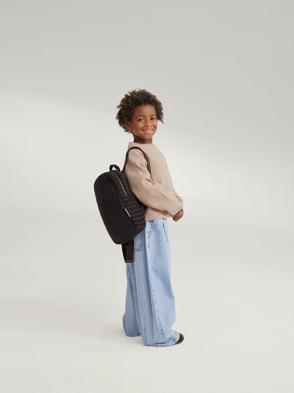 Flannel Chalkstripe Mini Backpack | Brown