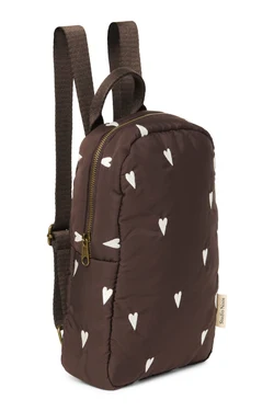 Puffy Mini Backpack | Brown Hearts