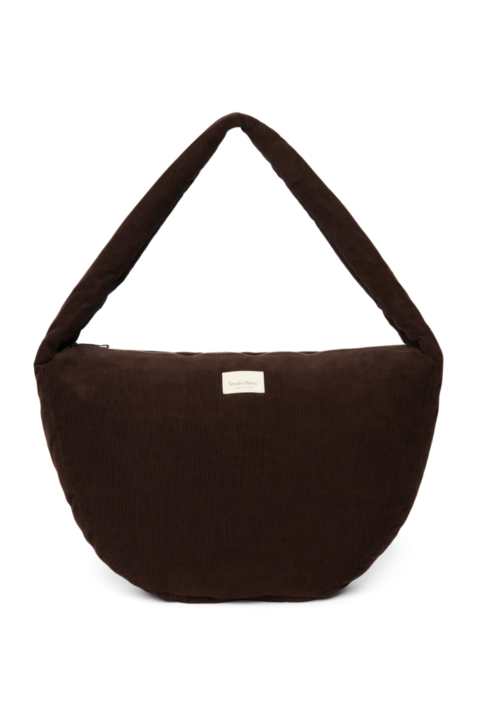Rib Puffy Cross Body Bag | Dark Brown