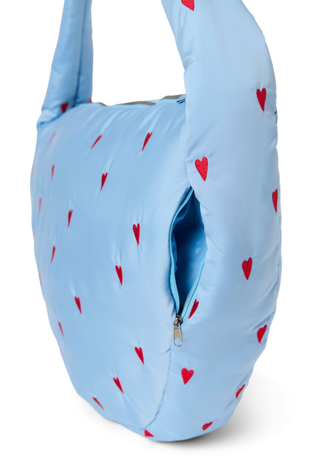 Puffy Cross Body Bag | Light Blue Hearts