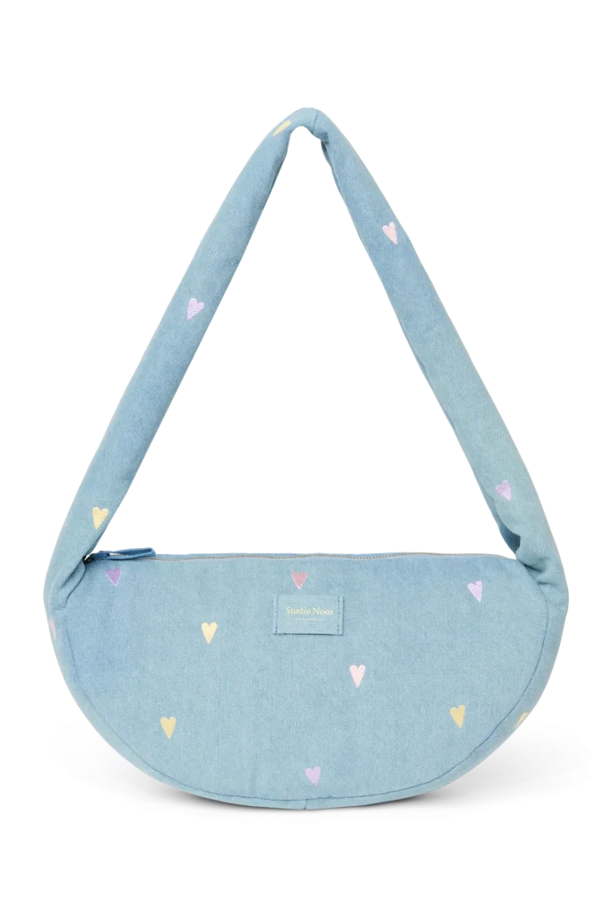 Denim Mini Cross Body Bag | Light Blue Hearts