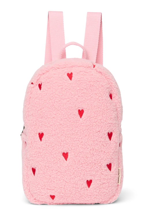 Teddy Mini Backpack | Light Pink Hearts