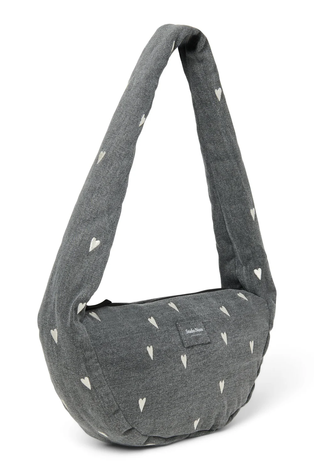 Denim Mini Cross Body Bag | Grey Hearts