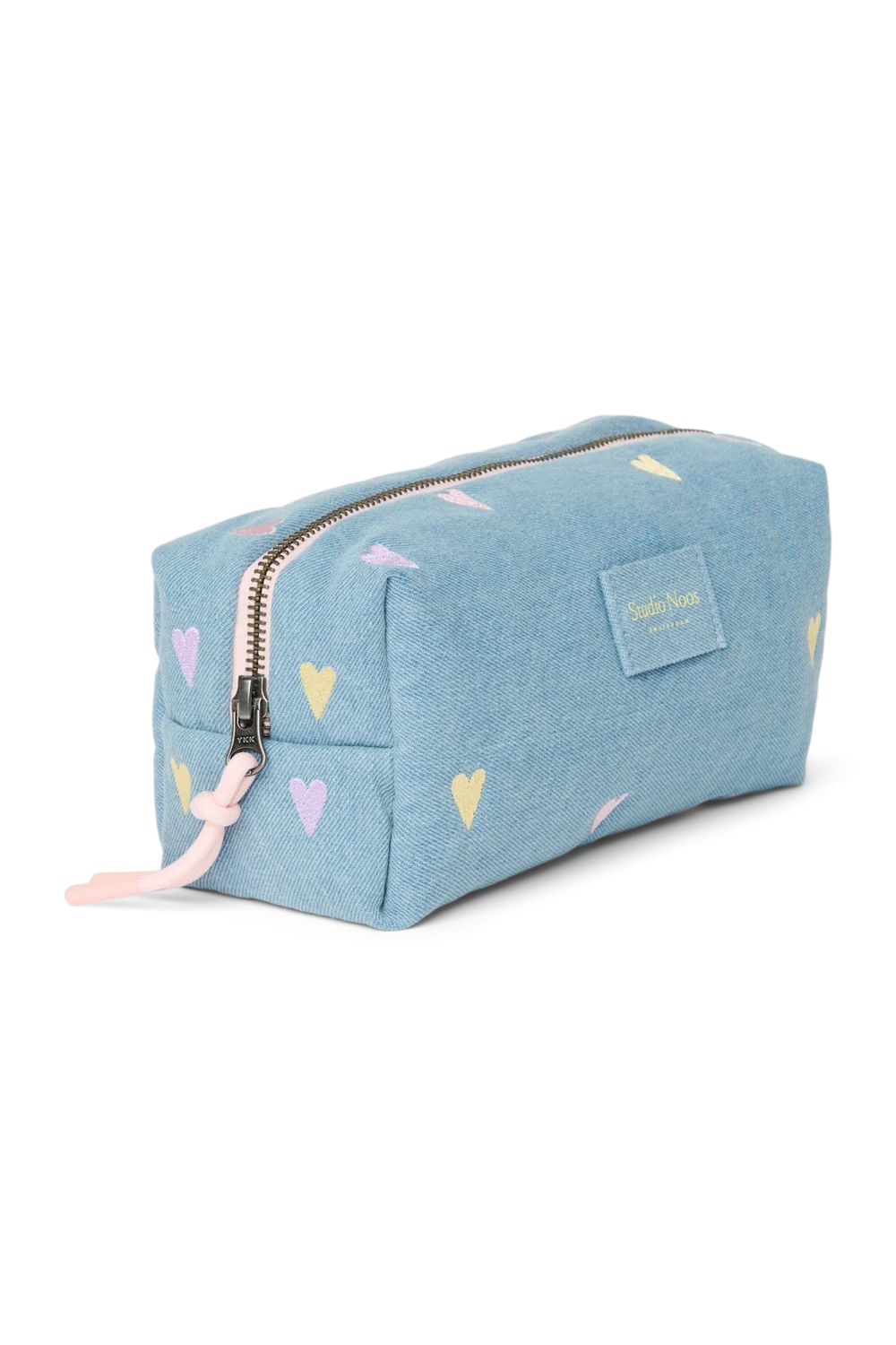 Denim Pouch | Light Blue Hearts