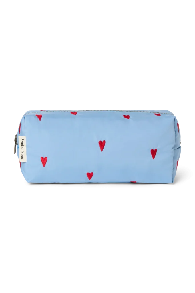 Puffy Pouch | Light Blue Hearts