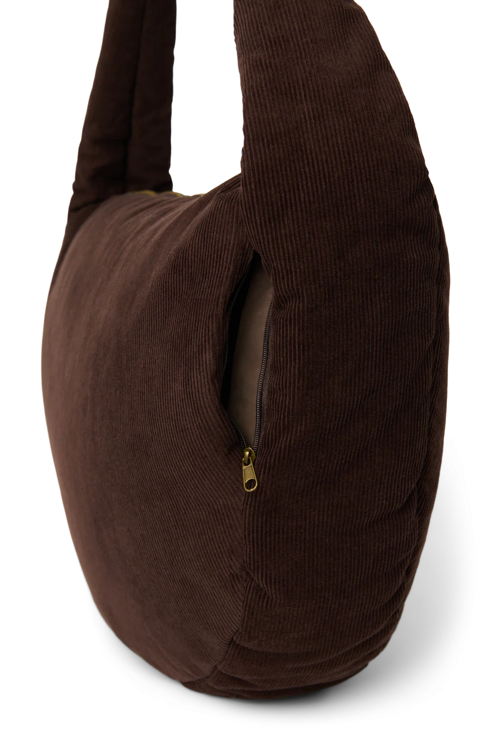Rib Puffy Cross Body Bag | Dark Brown