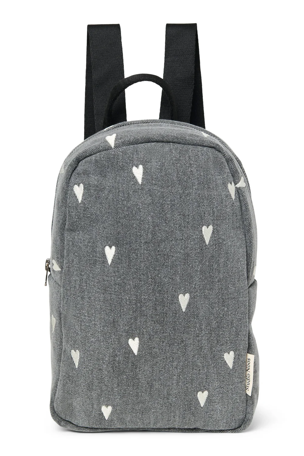 Denim Mini Backpack | Grey Hearts
