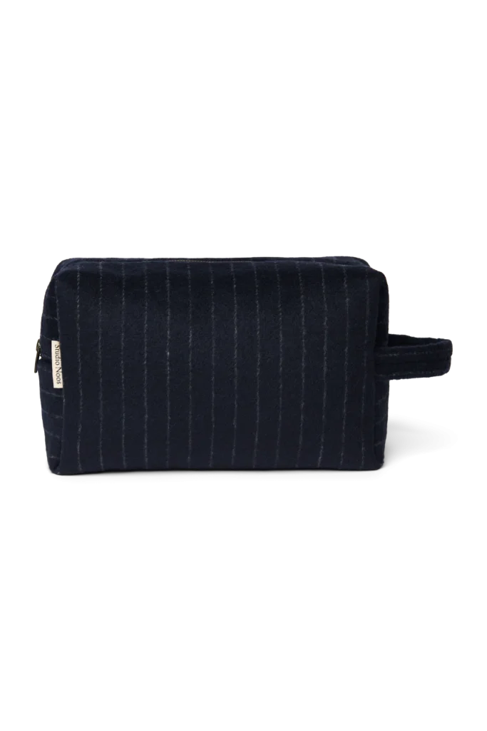 Flannel Chalkstripe Toiletry Bag | Dark Blue